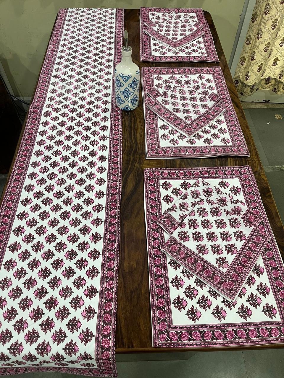 Cotton Printed Table Runner Mat & Napkin Set