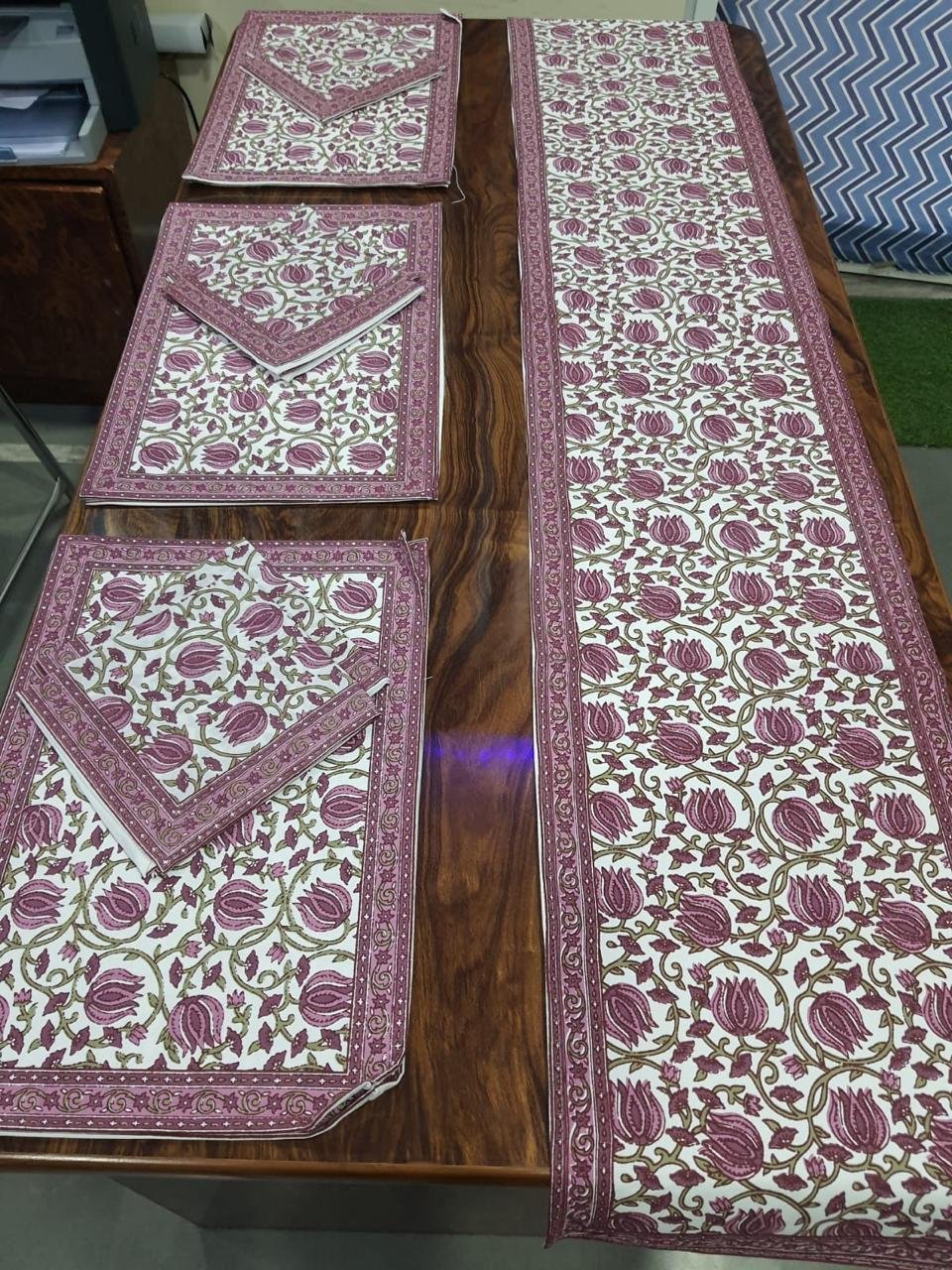 Cotton Printed Table Runner Mat & Napkin Set