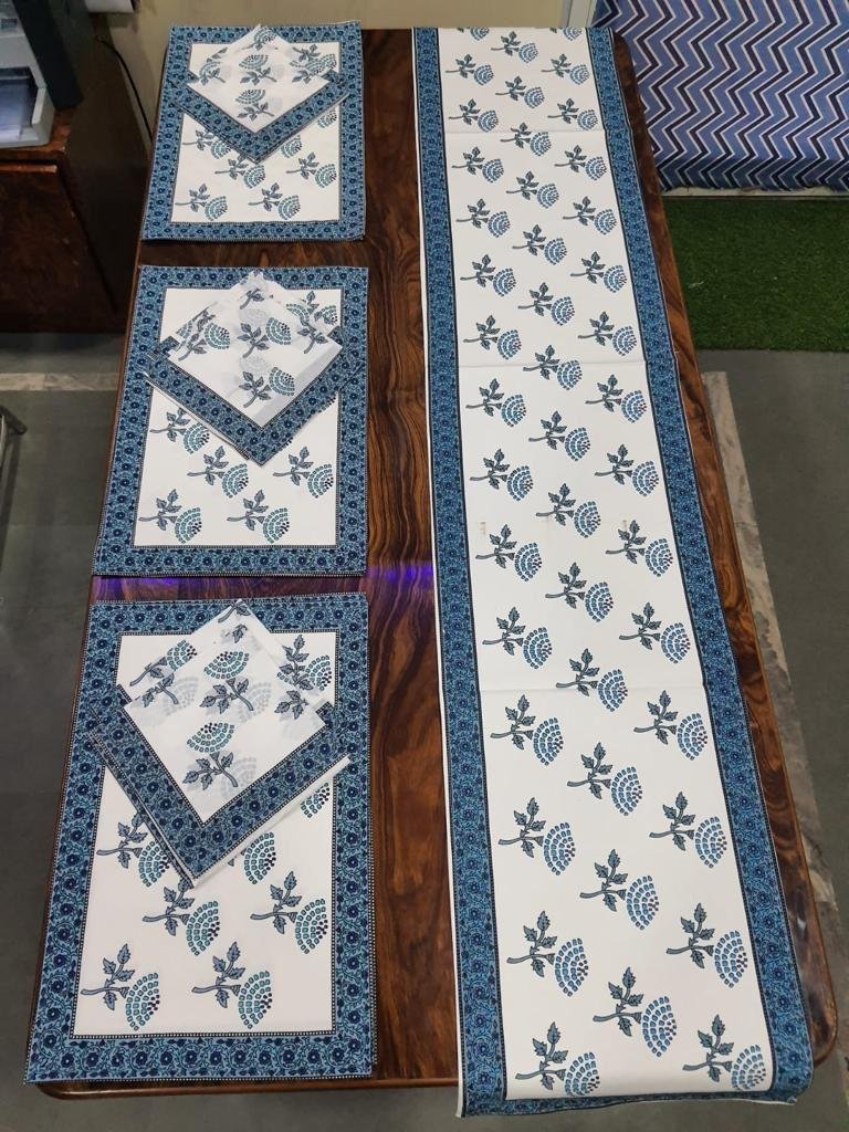 Cotton Printed Table Runner Mat & Napkin Set