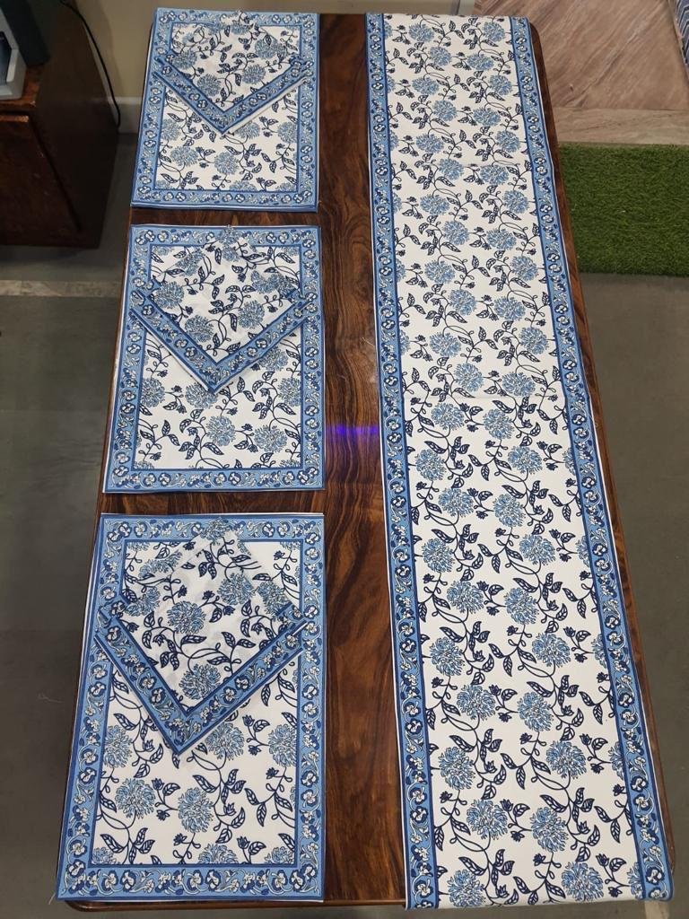 Cotton Printed Table Runner Mat & Napkin Set