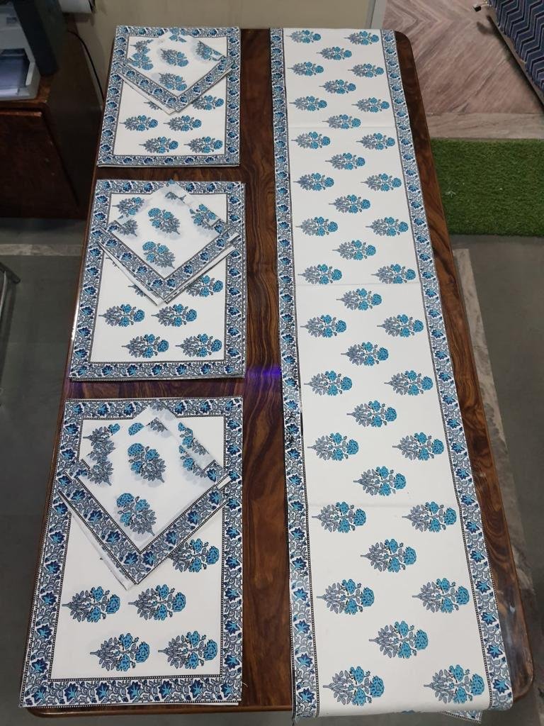 Cotton Printed Table Runner Mat & Napkin Set