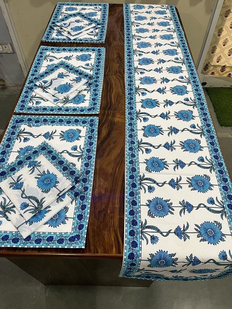 Cotton Printed Table Runner Mat & Napkin Set
