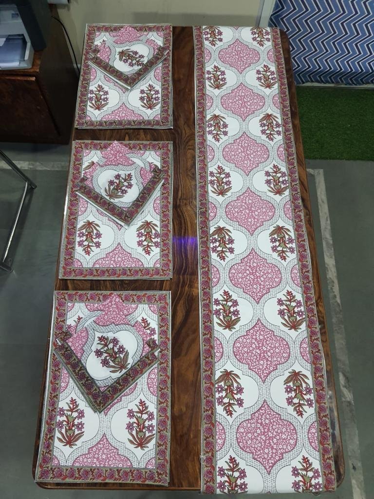 Cotton Printed Table Runner Mat & Napkin Set