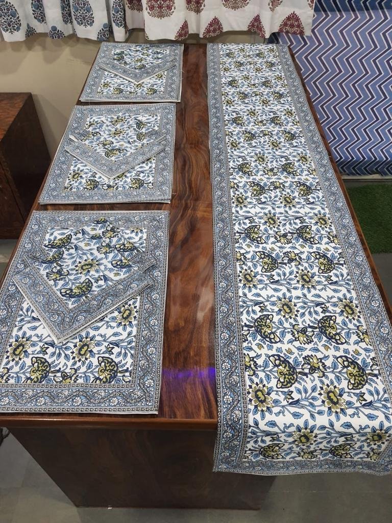 Cotton Printed Table Runner Mat & Napkin Set