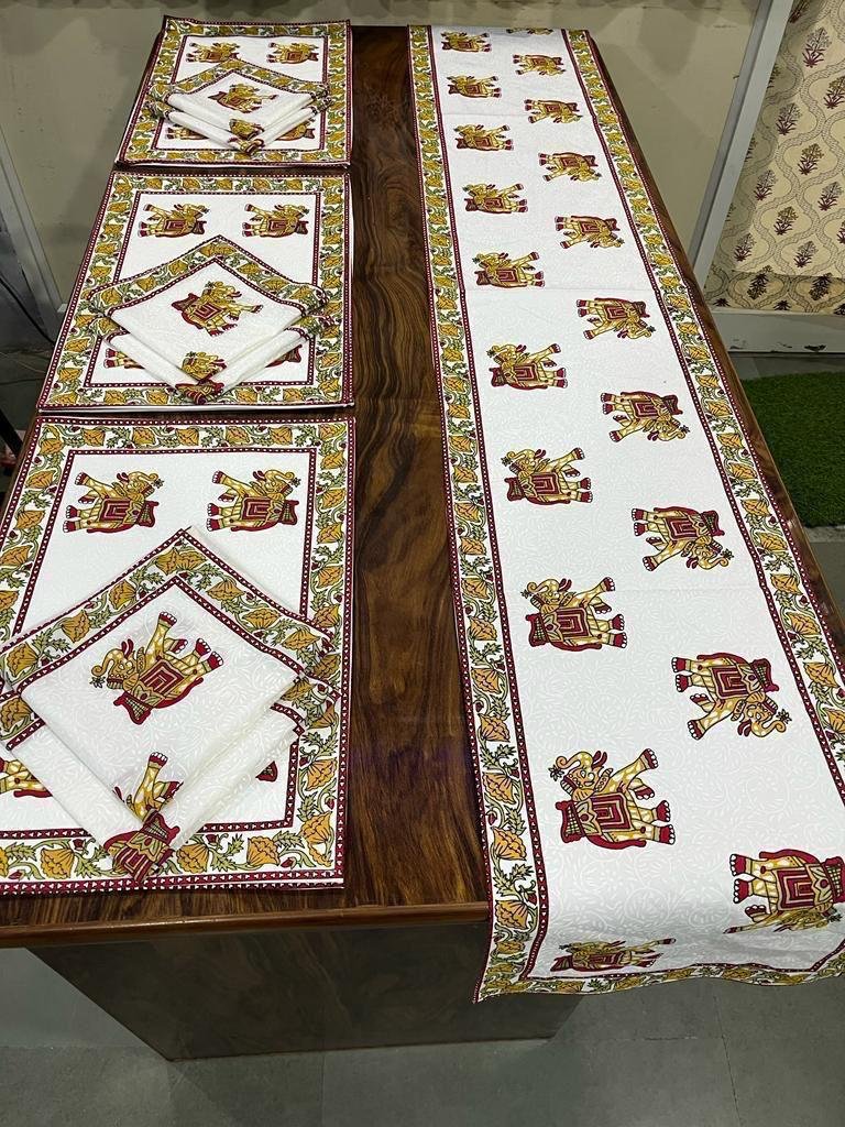 Cotton Printed Table Runner Mat & Napkin Set