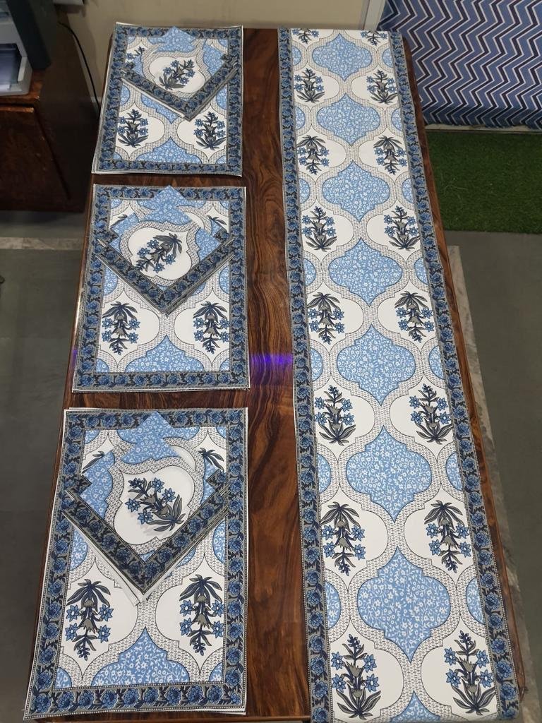 Cotton Printed Table Runner Mat & Napkin Set