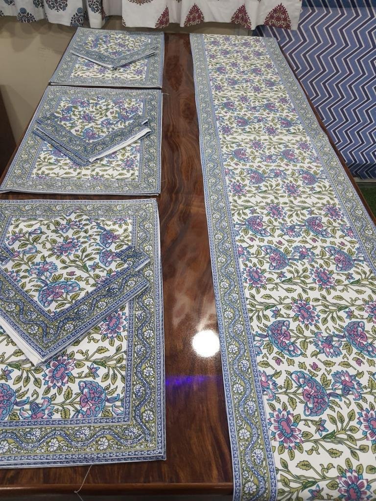 Cotton Printed Table Runner Mat & Napkin Set