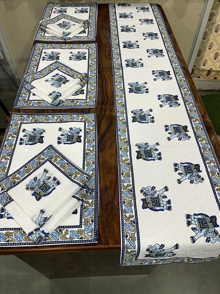 Cotton Printed Table Runner Mat & Napkin Set