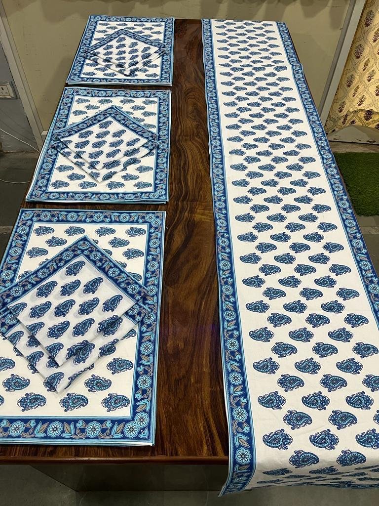 Cotton Printed Table Runner Mat & Napkin Set