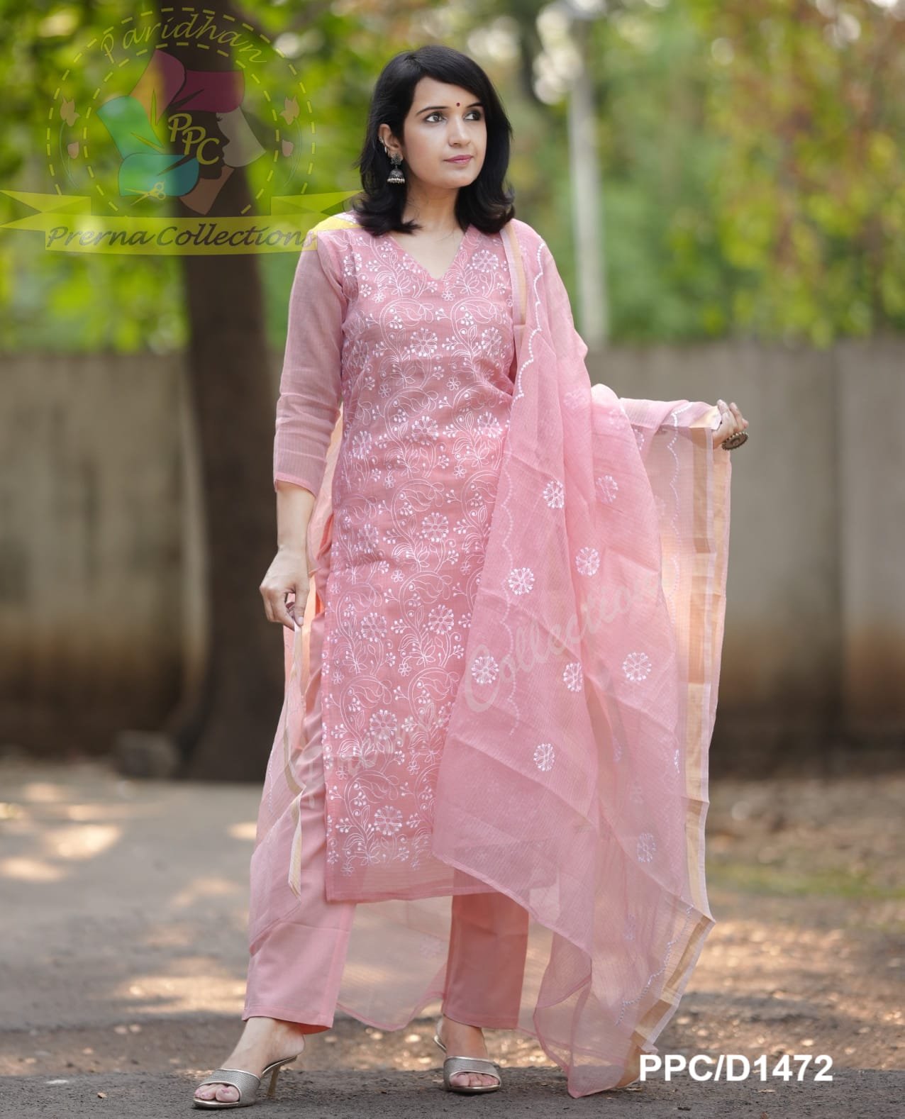 Kota Doria Embroidered Stitched Suit Set