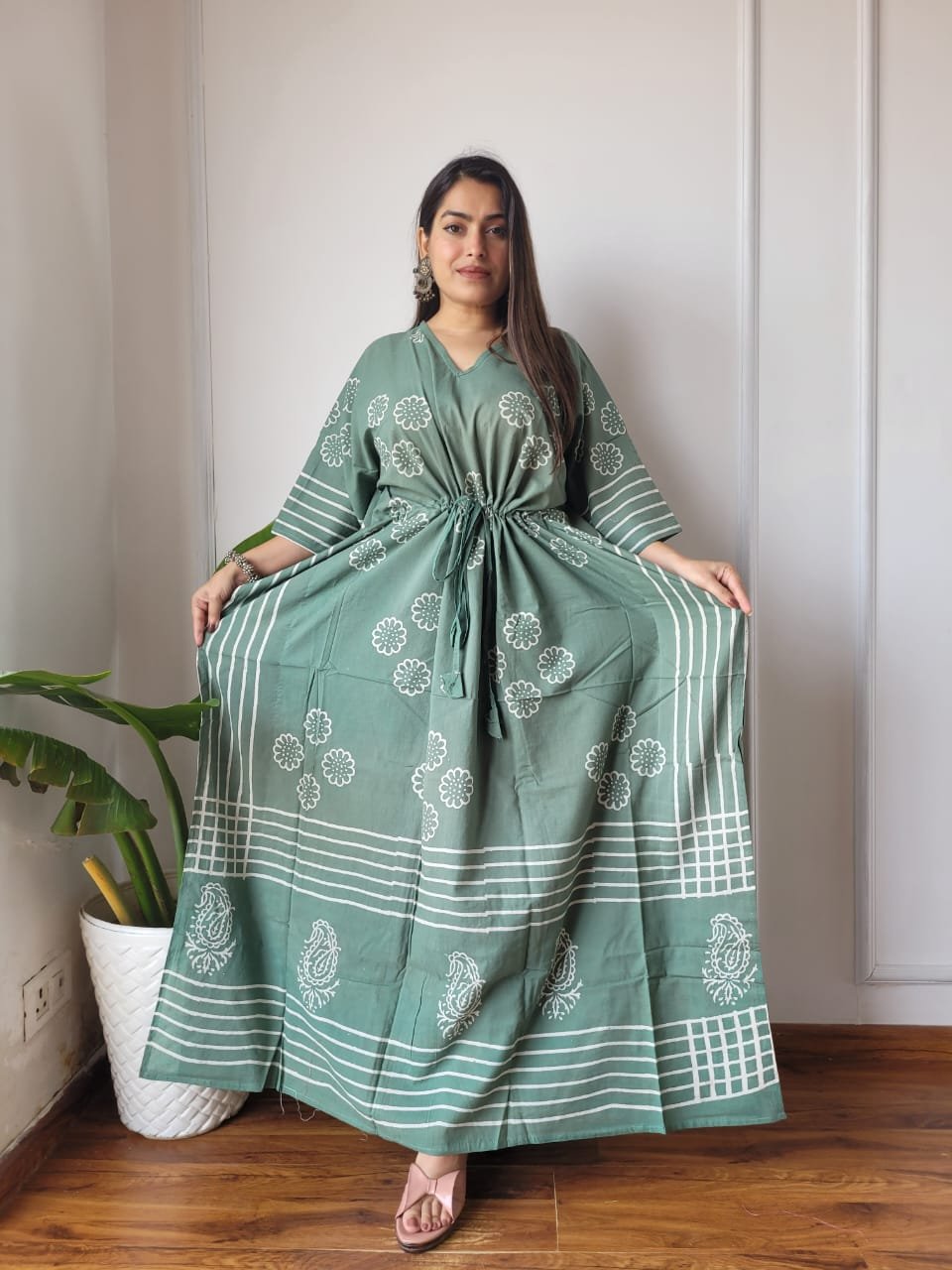 Cotton Printed Long Kaftan