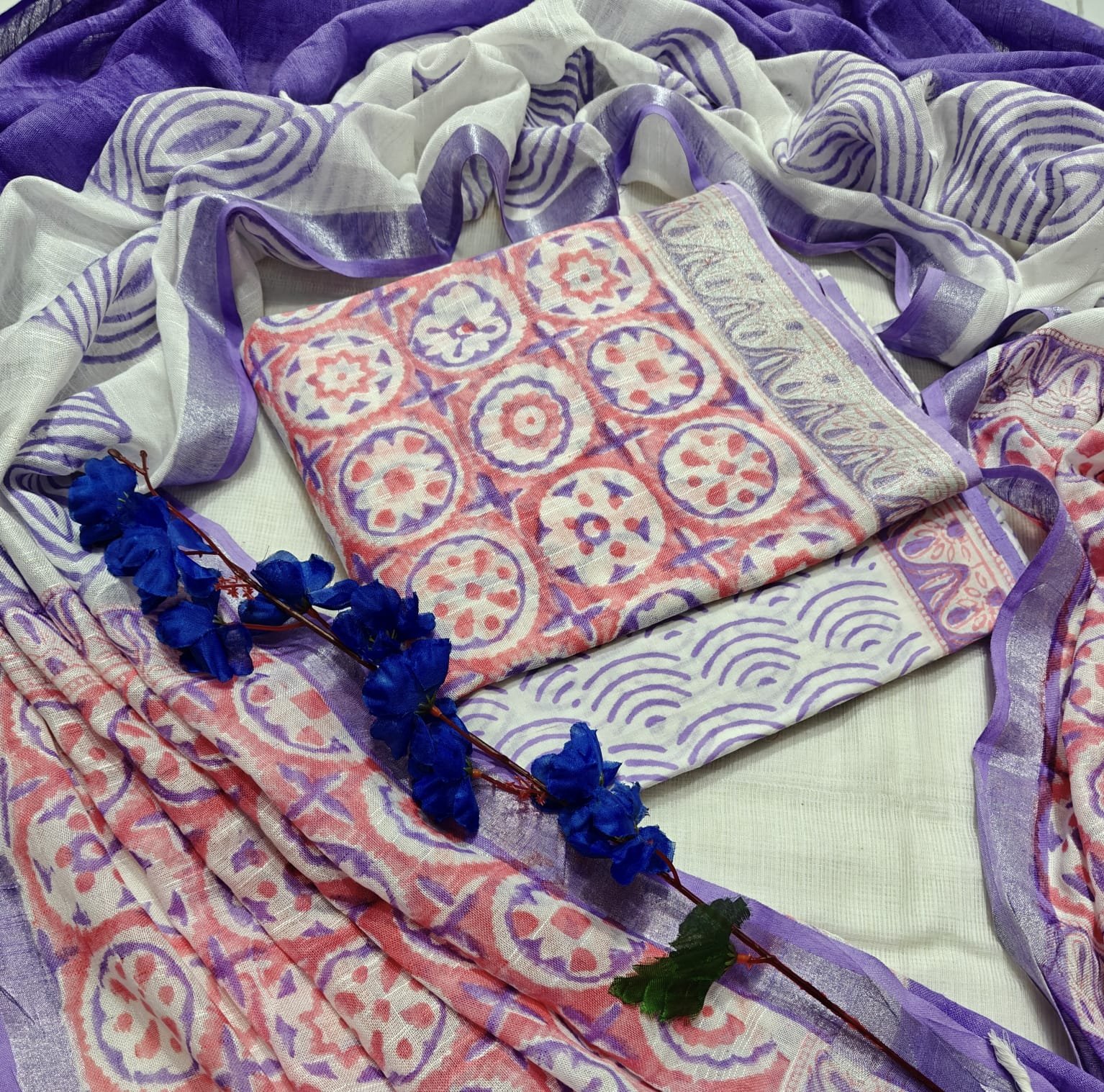 Cotton Linen Printed Suit