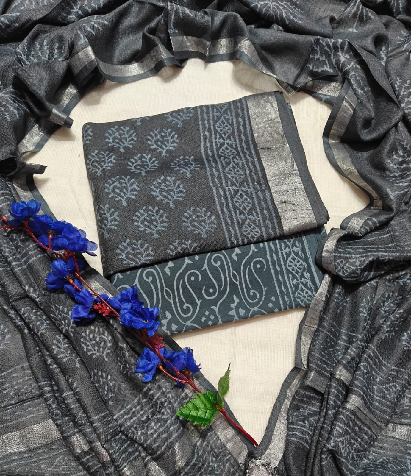 Cotton Linen Printed Suit