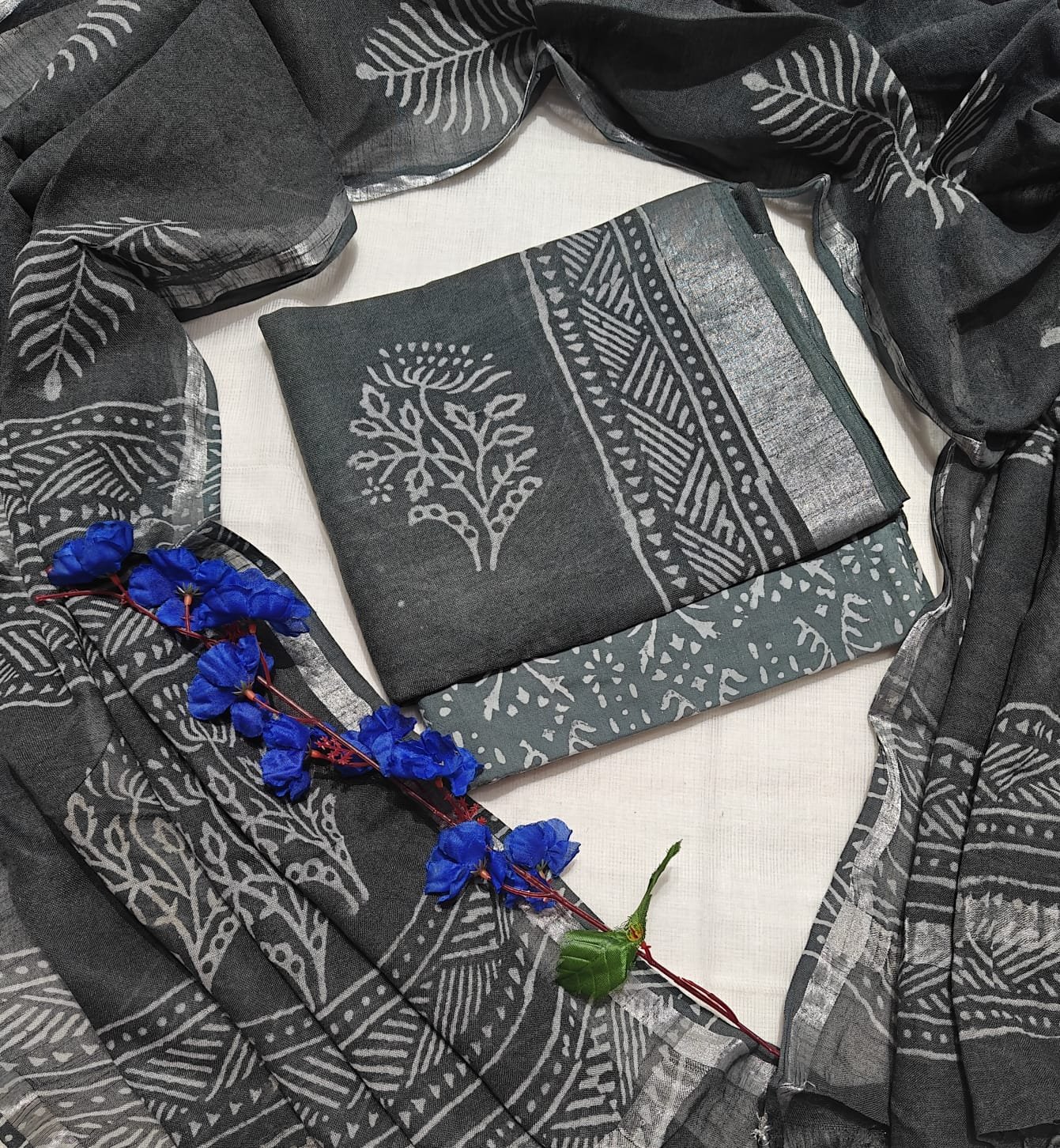 Cotton Linen Printed Suit