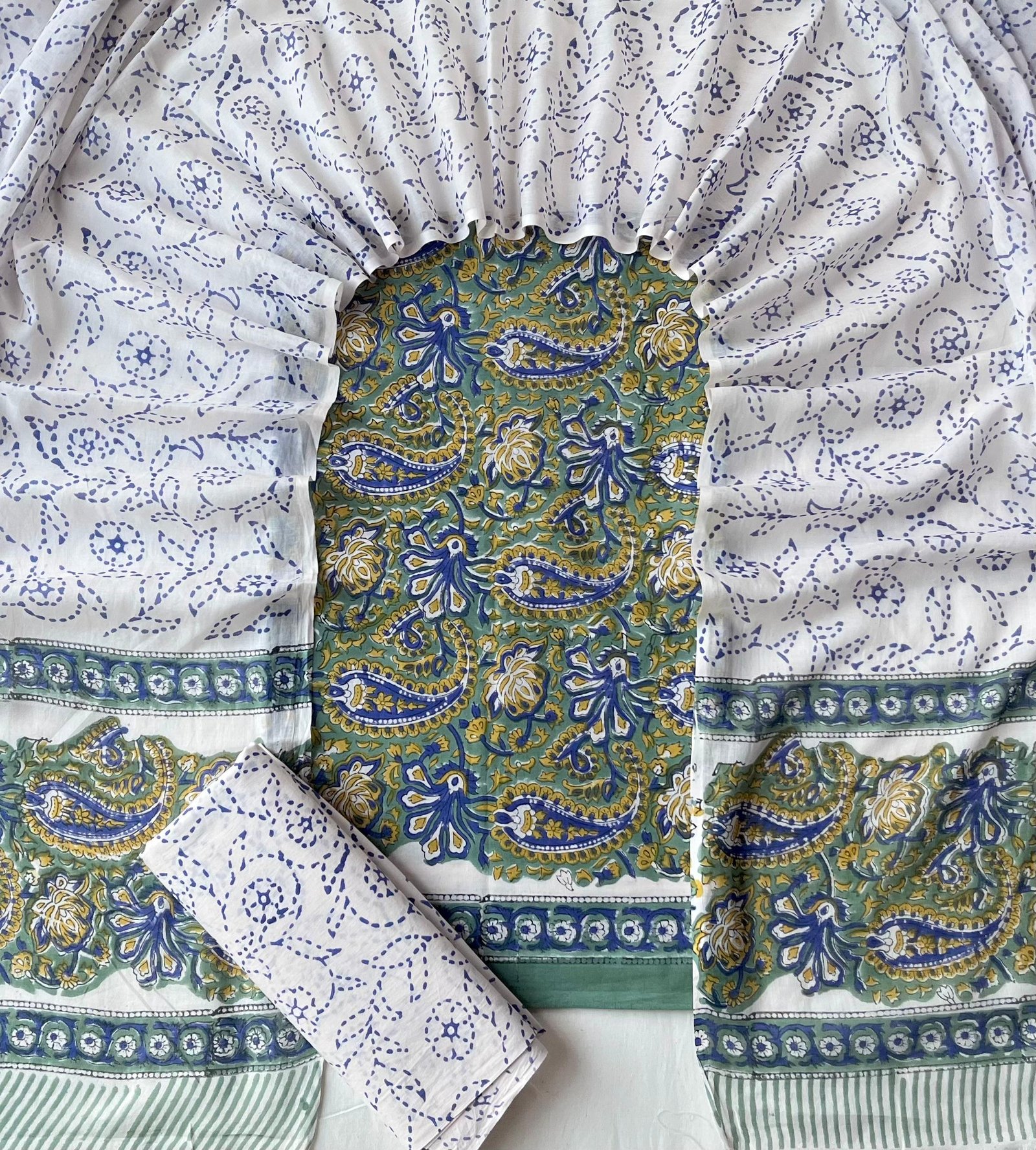 Cotton Dupatta Block Printed Suit
