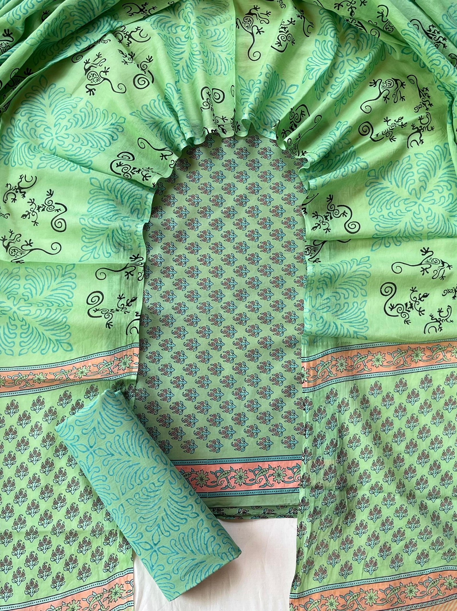 Cotton Dupatta Block Printed Suit