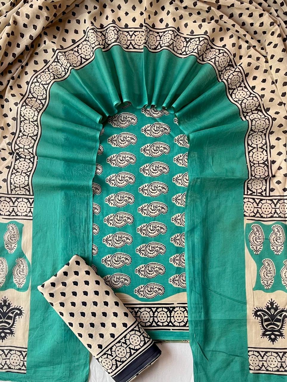 Cotton Dupatta Block Printed Suit