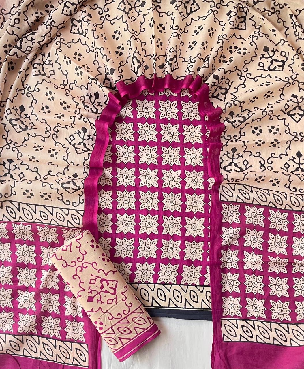 Cotton Dupatta Block Printed Suit