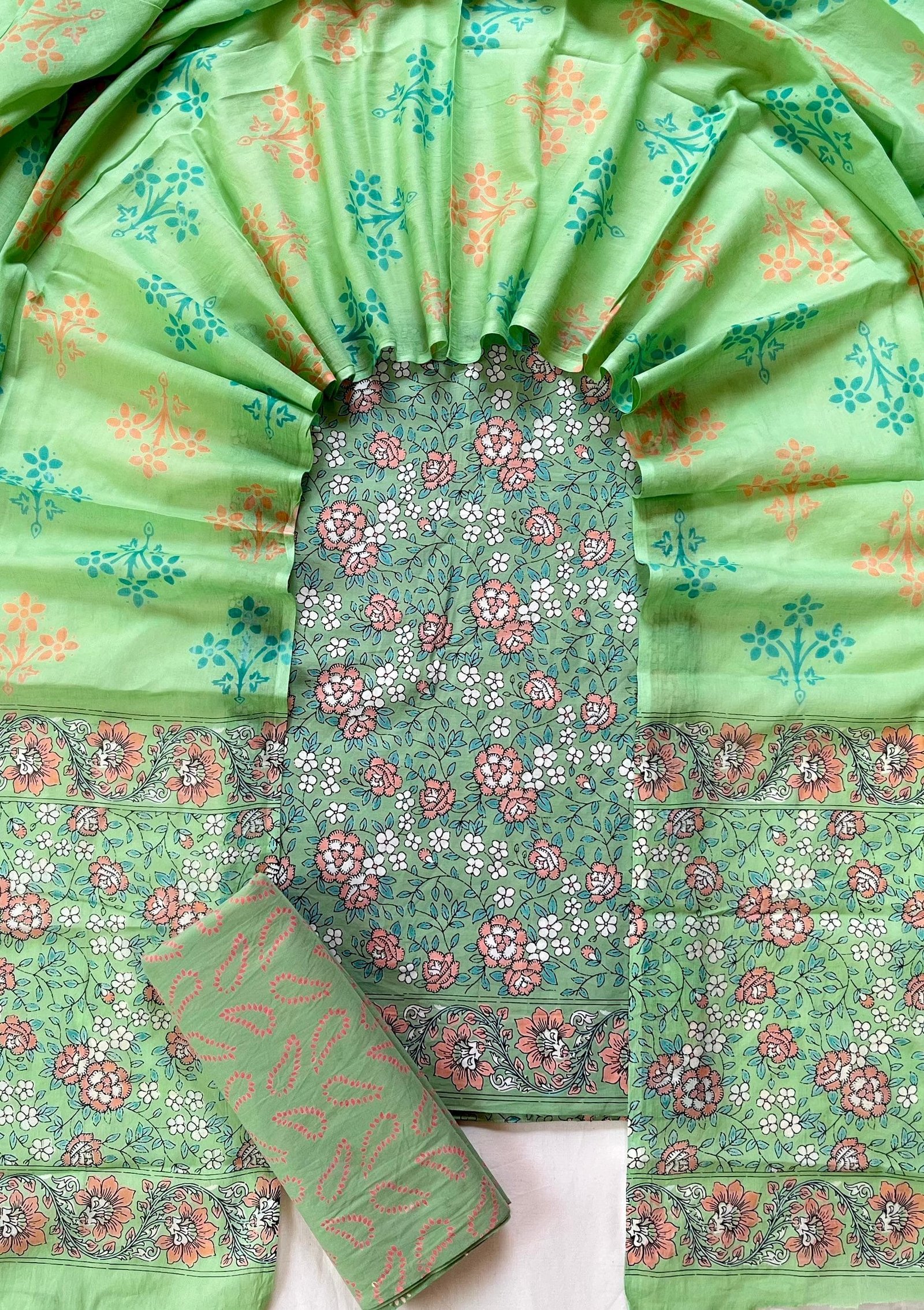 Cotton Dupatta Block Printed Suit