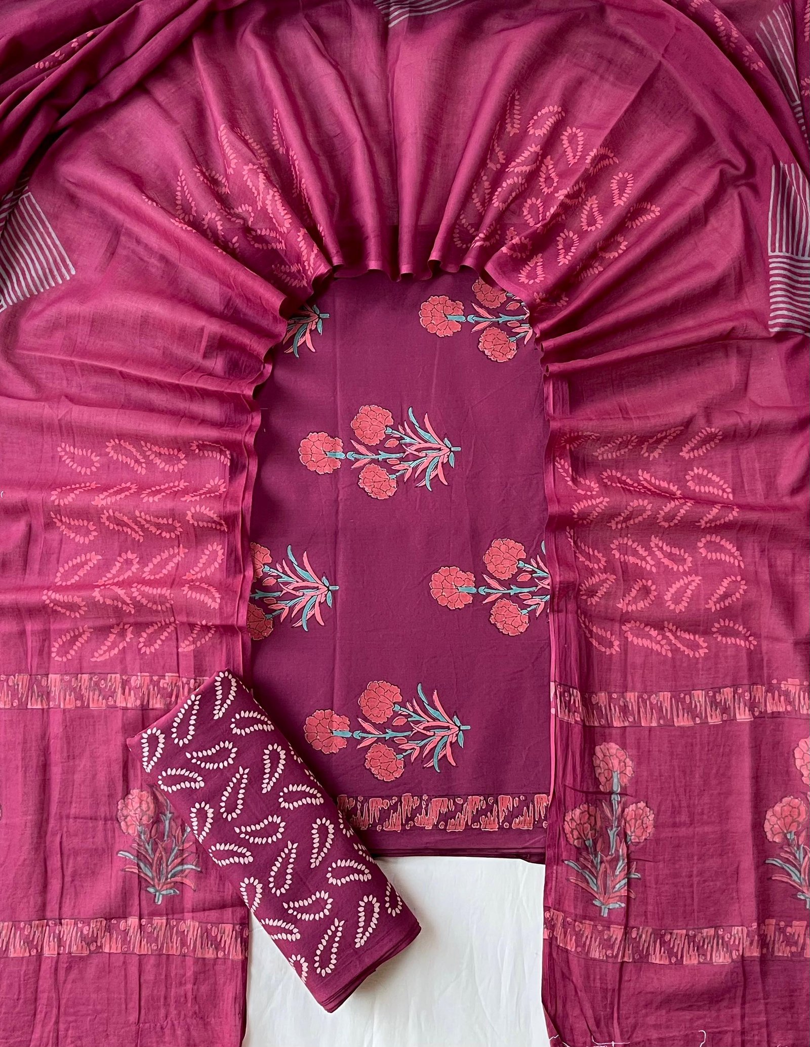 Cotton Dupatta Block Printed Suit