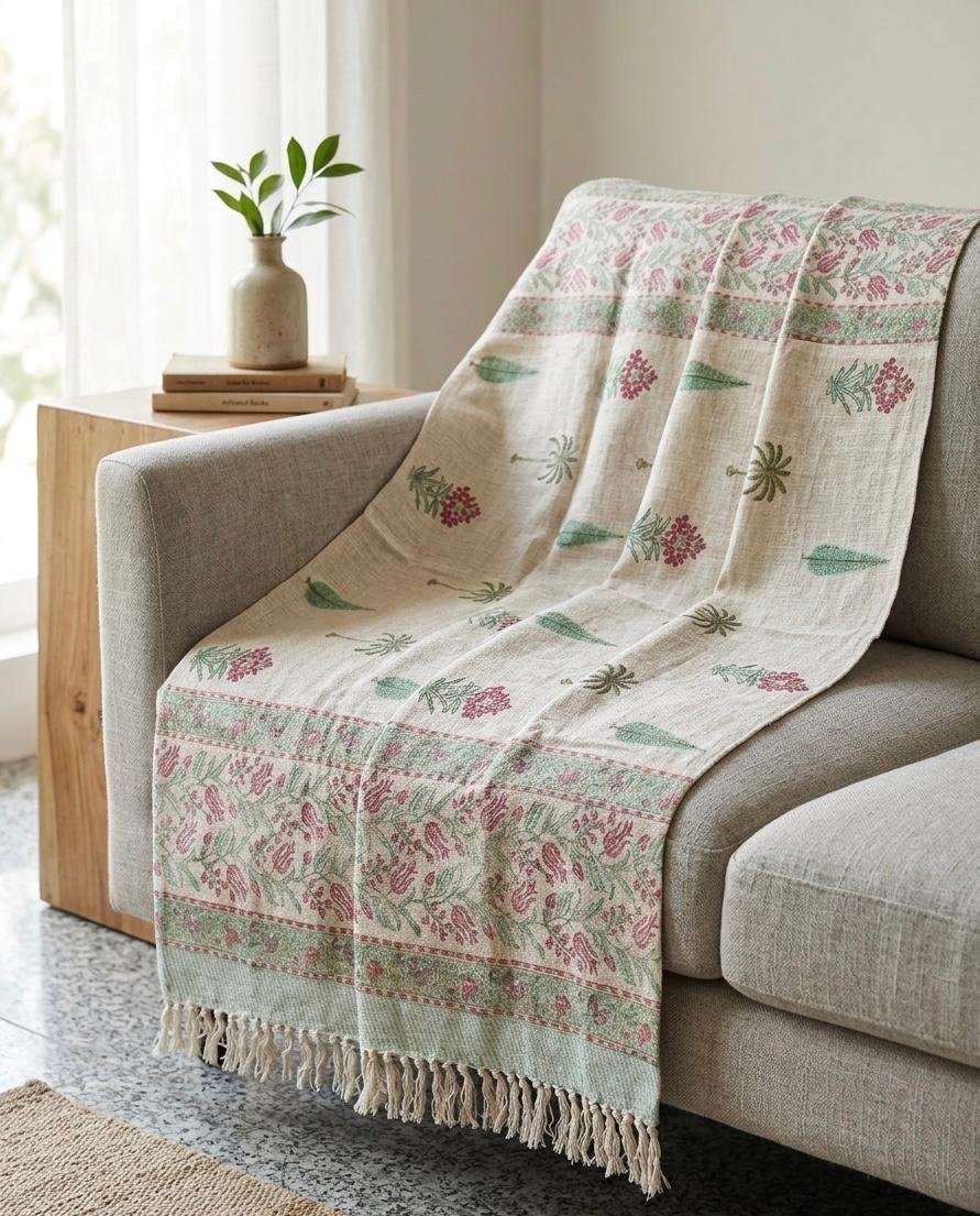 Hand Block Printed Sofa Throw