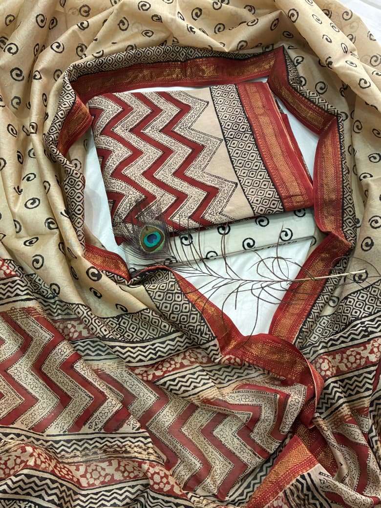 Maheshwari Block Printed Suit