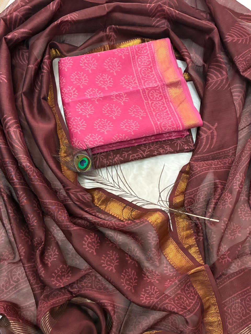 Maheshwari Block Printed Suit