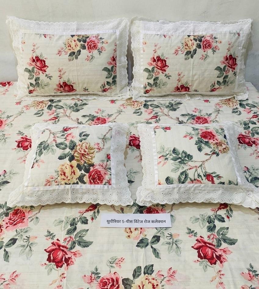 Cotton Printed King Size Bedsheet Set of 5