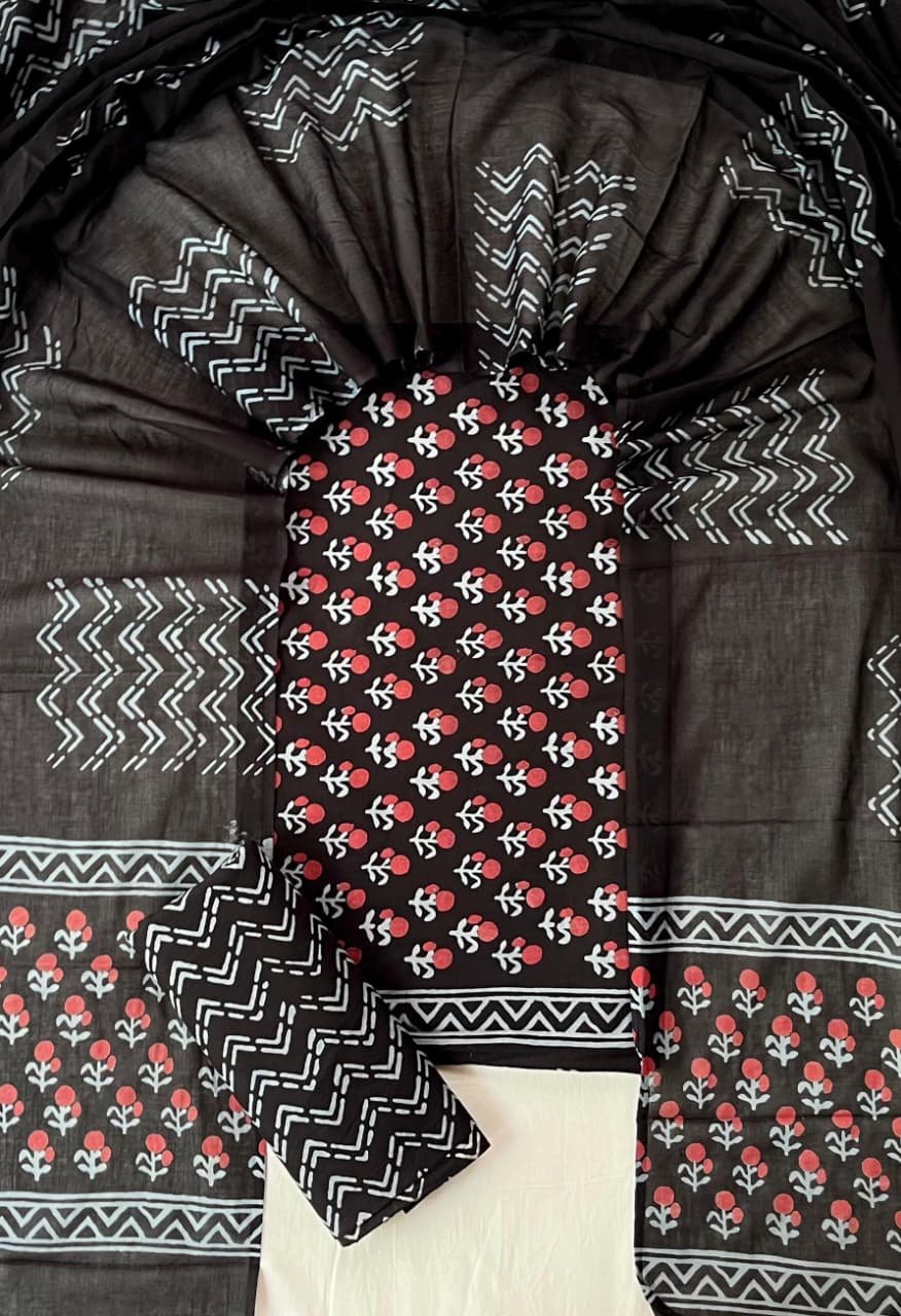 Cotton Dupatta Block Printed Suit