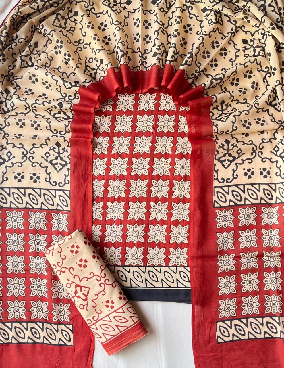 Cotton Dupatta Block Printed Suit