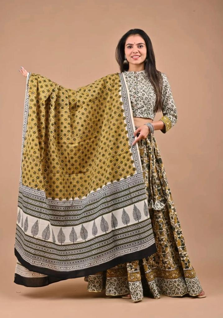 Cotton Printed Lehenga Choli Set
