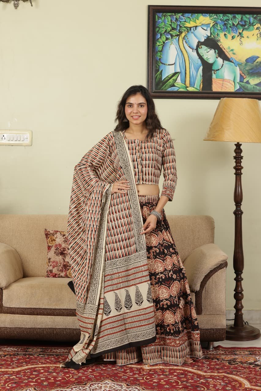 Cotton Printed Lehenga Choli Set