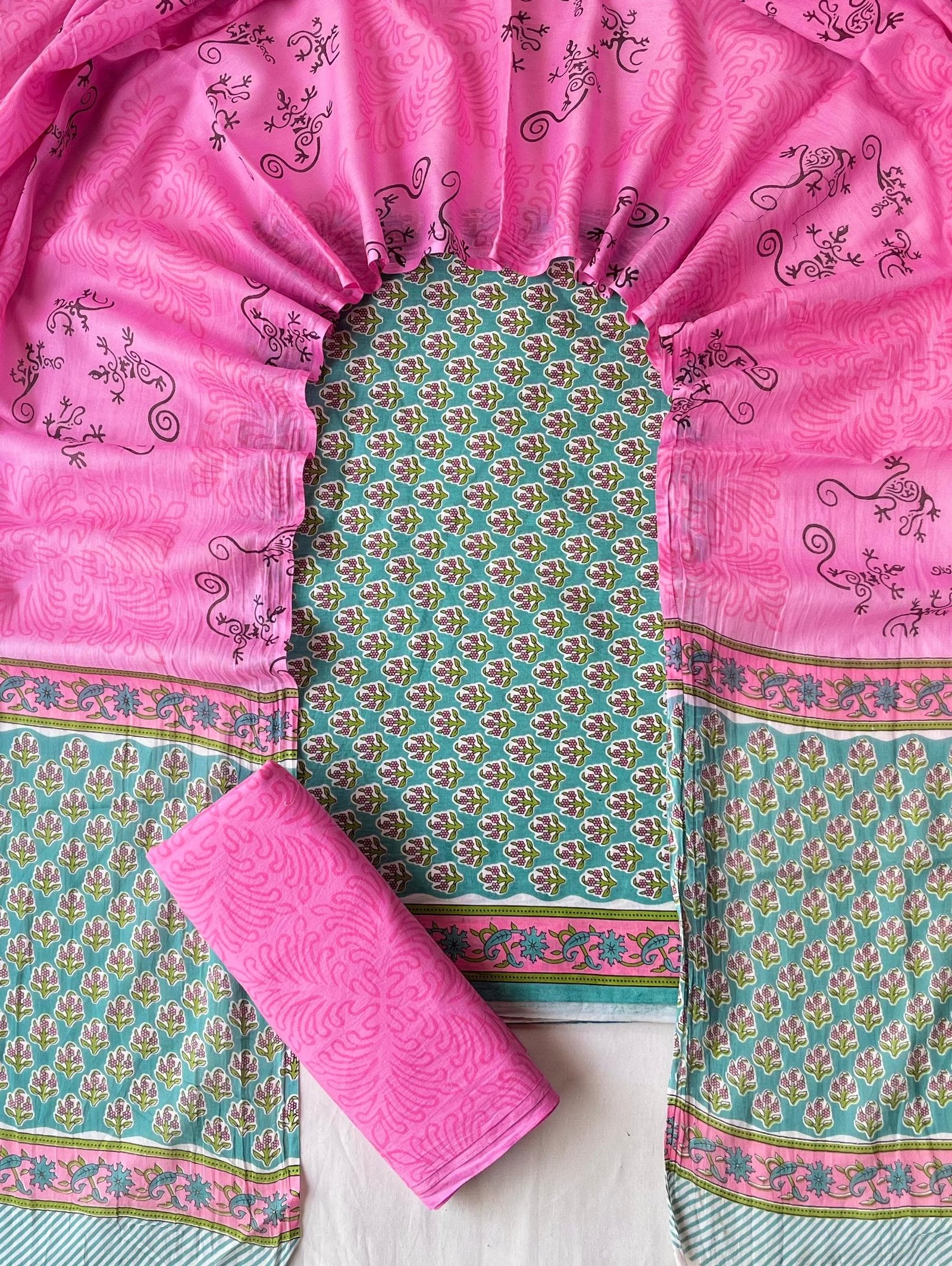 Cotton Dupatta Block Printed Suit