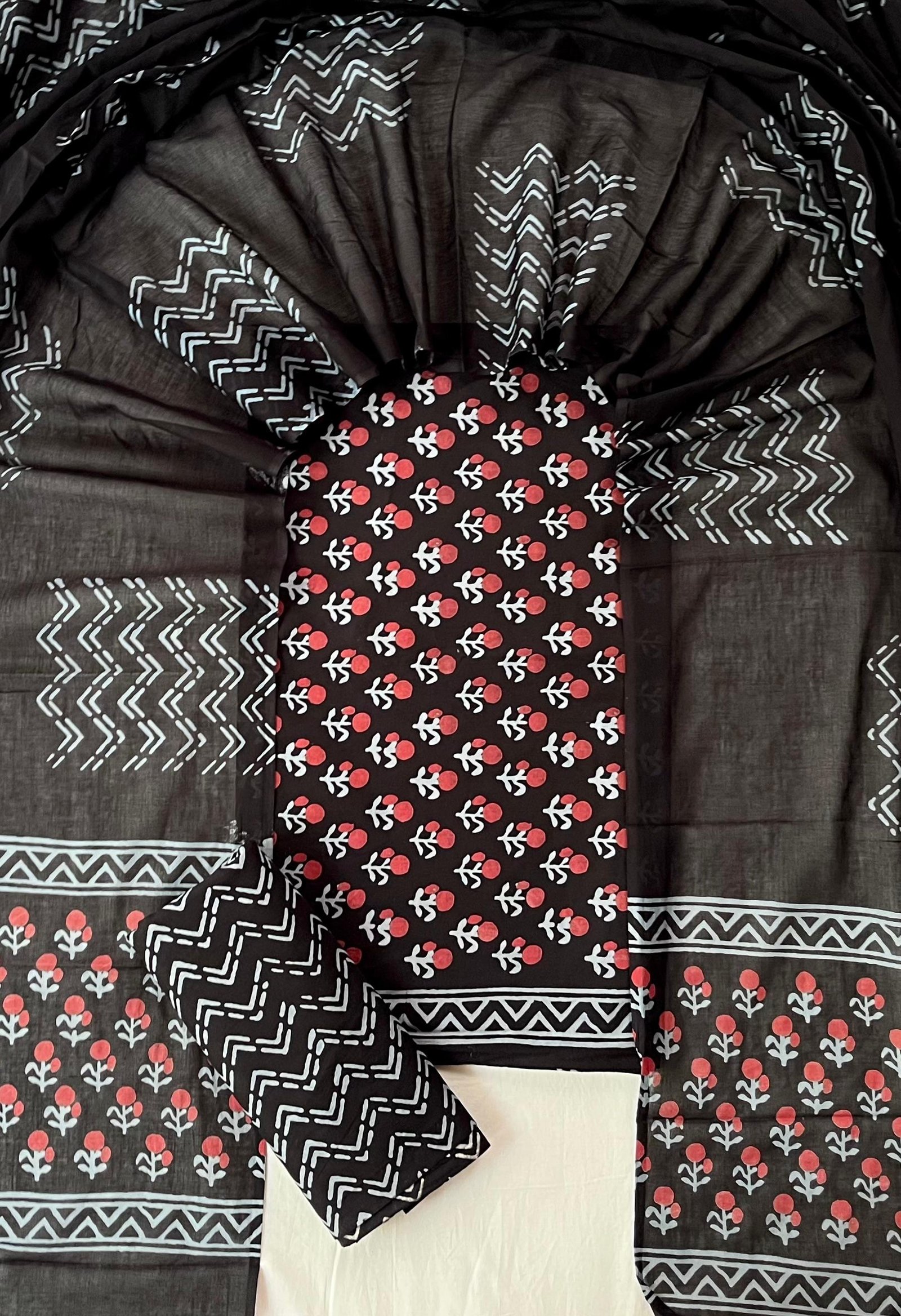 Cotton Dupatta Block Printed Suit