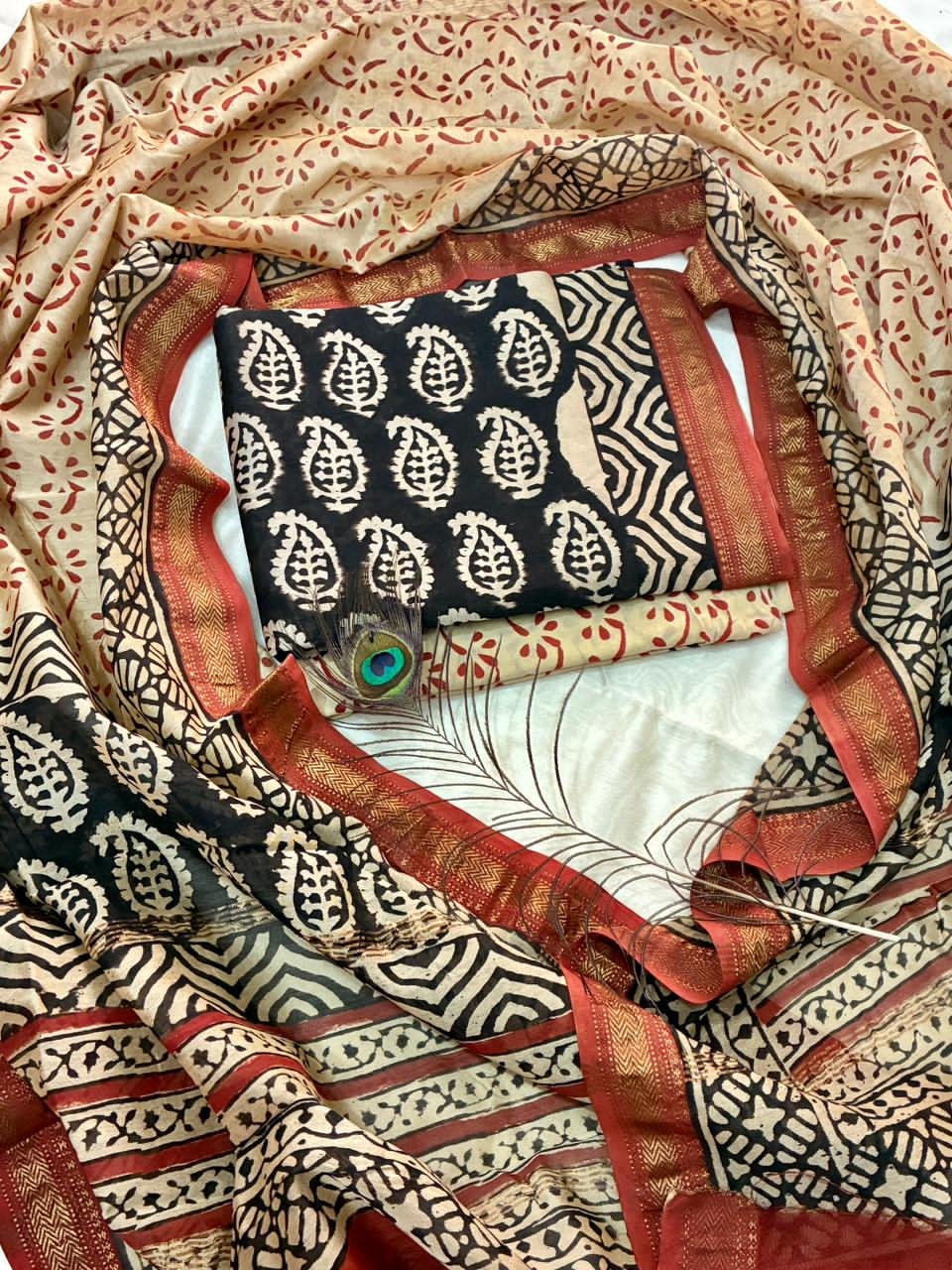 Maheshwari Block Printed Suit
