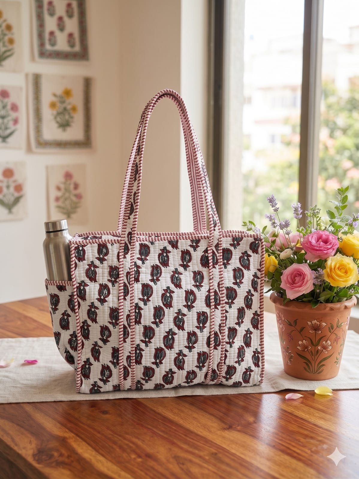 Cotton Printed Quilted Bag 16*16