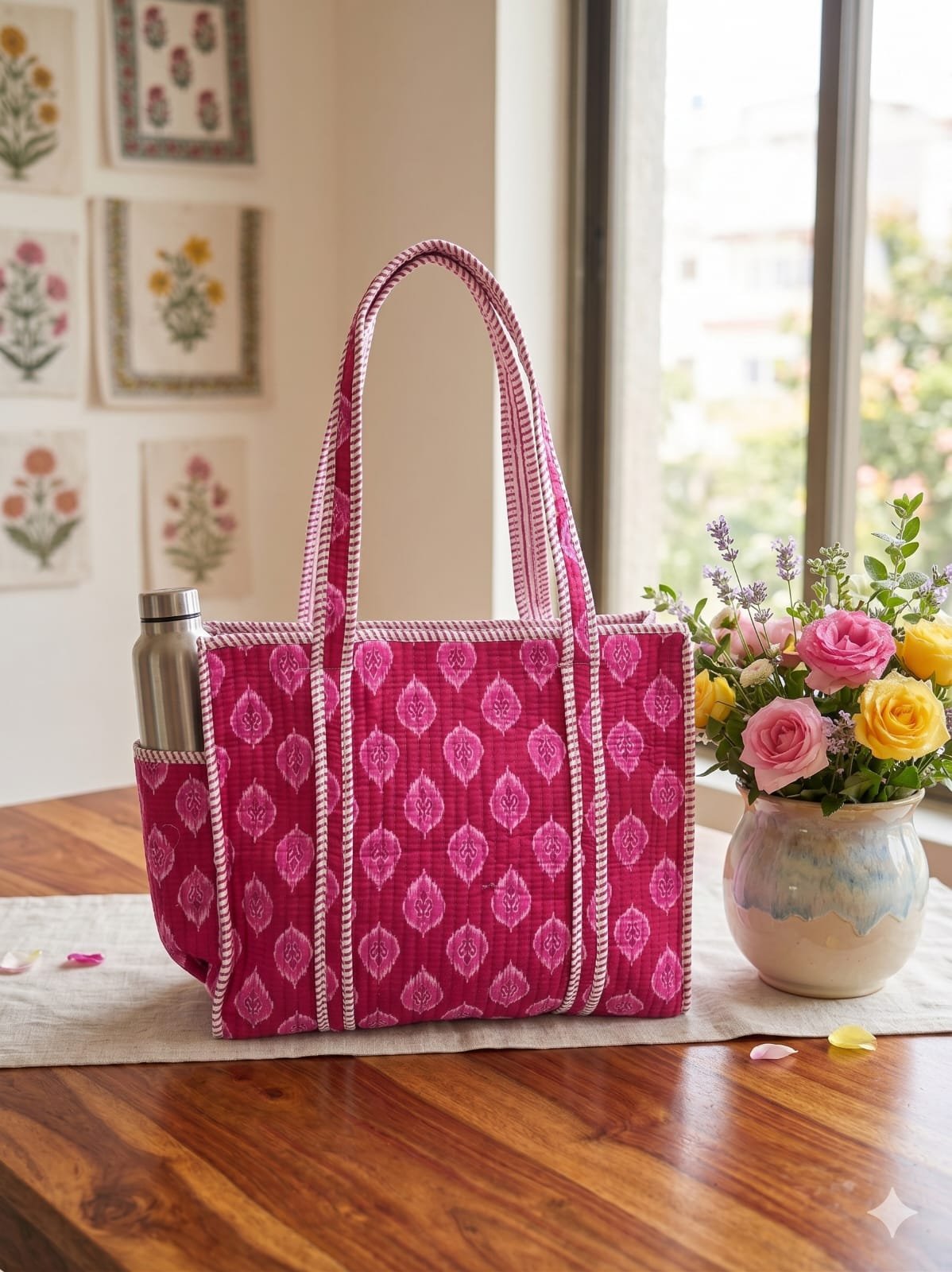 Cotton Printed Quilted Bag 16*16