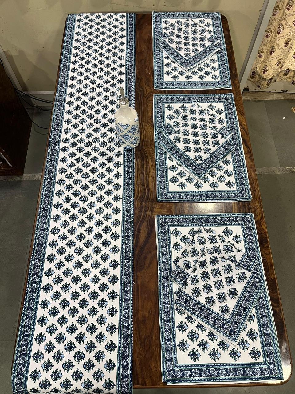 Cotton Printed Table Runner Mat & Napkin Set