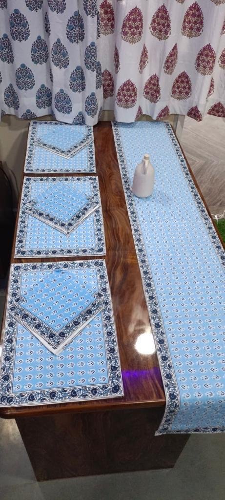 Cotton Printed Table Runner Mat & Napkin Set