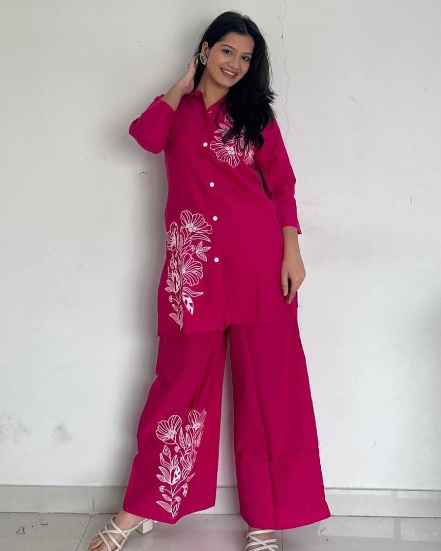 Cotton Embroidered Cord Set