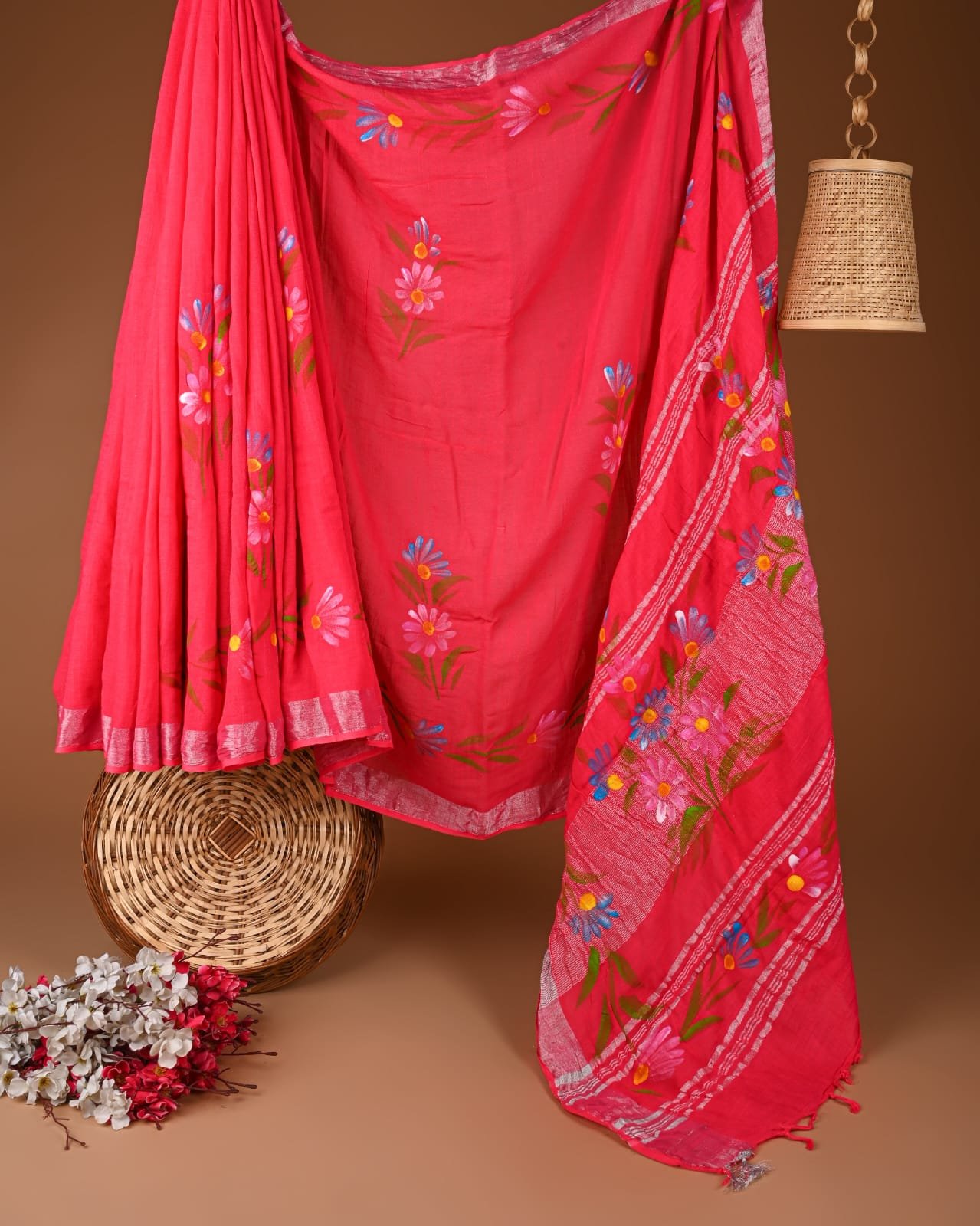 Cotton Linen Printed Saree