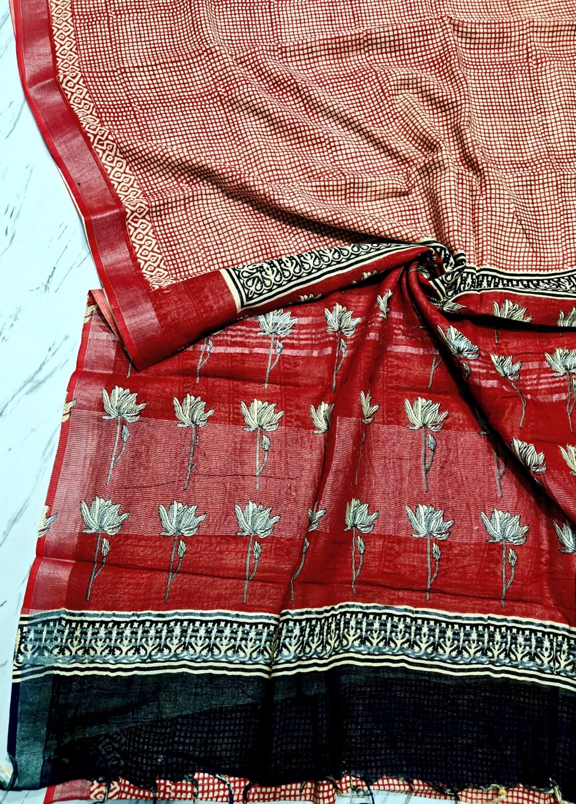 Cotton Linen Printed Saree