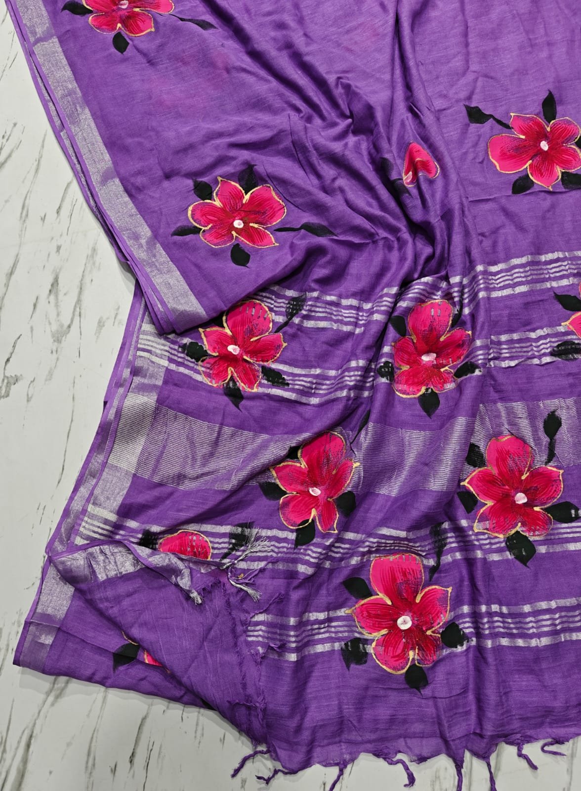 Cotton Linen Printed Saree
