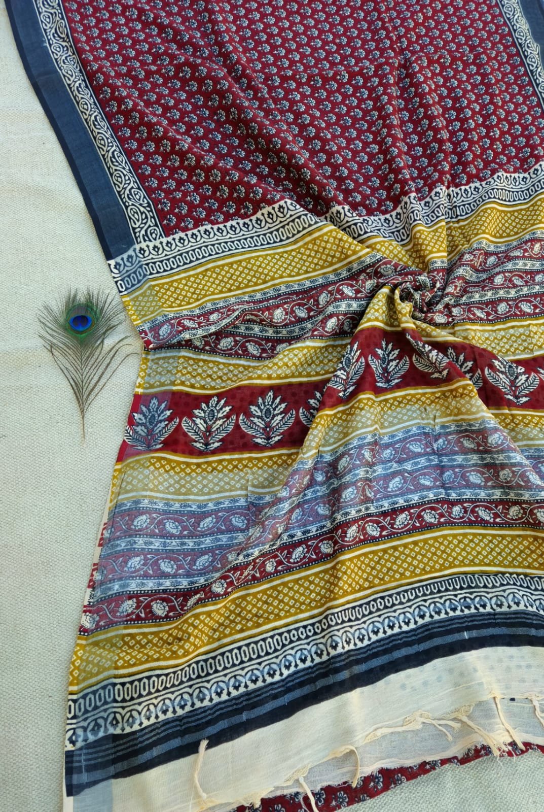 Cotton Linen Printed Saree