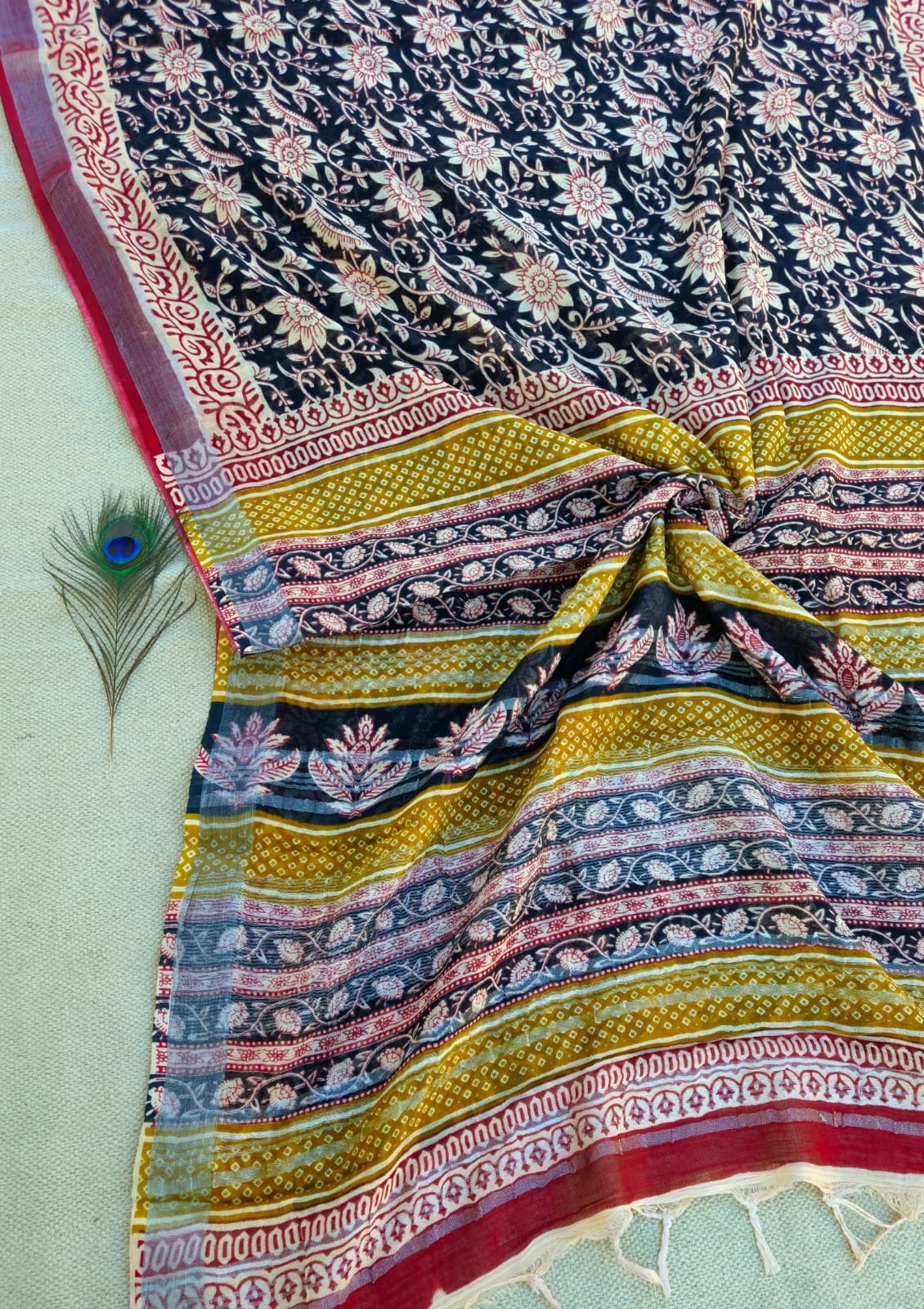 Cotton Linen Printed Saree