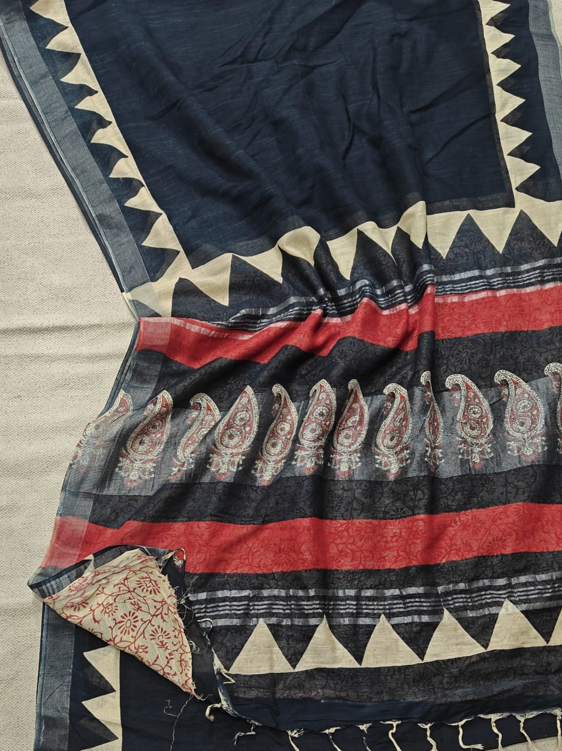 Cotton Linen Printed Saree
