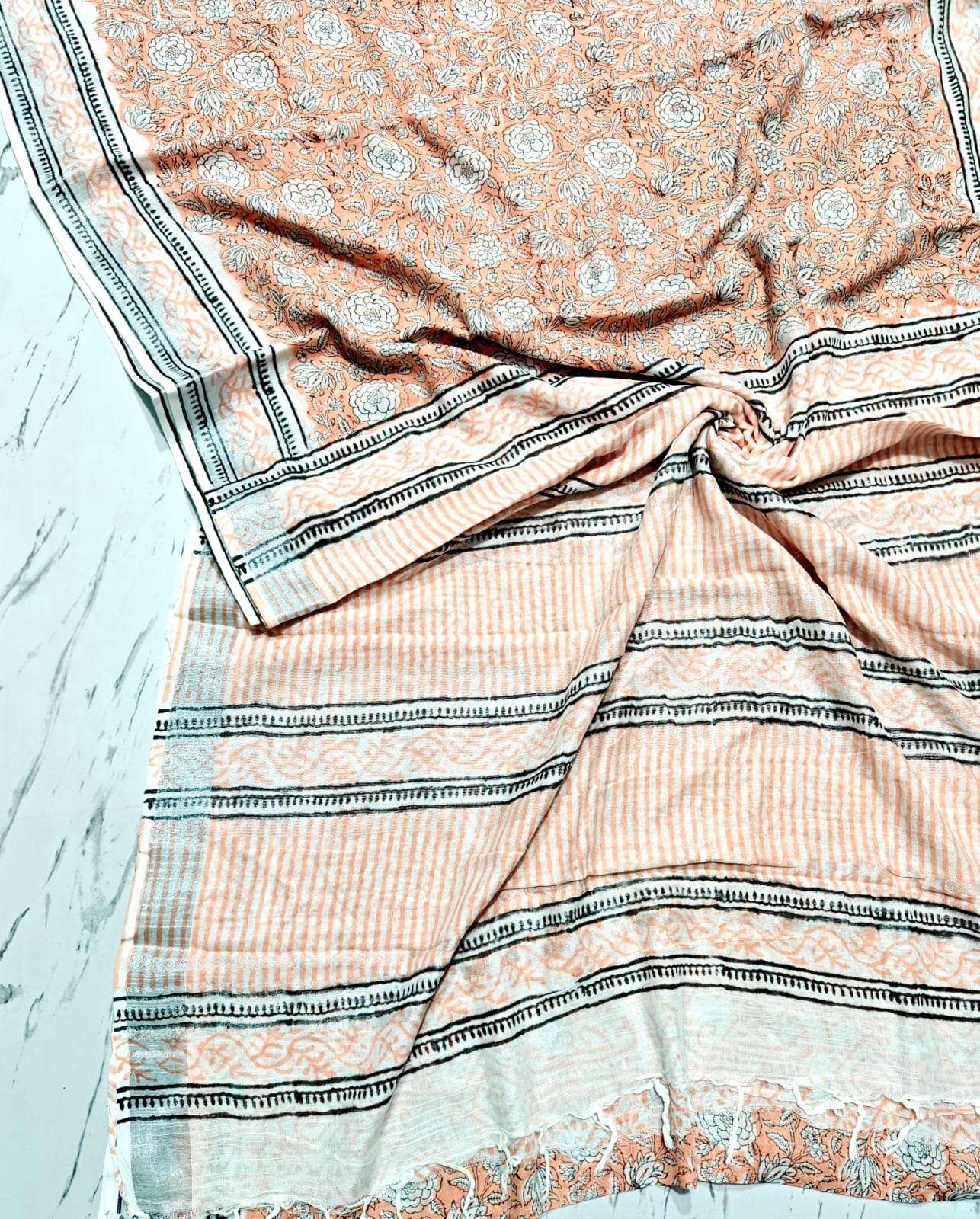 Cotton Linen Printed Saree