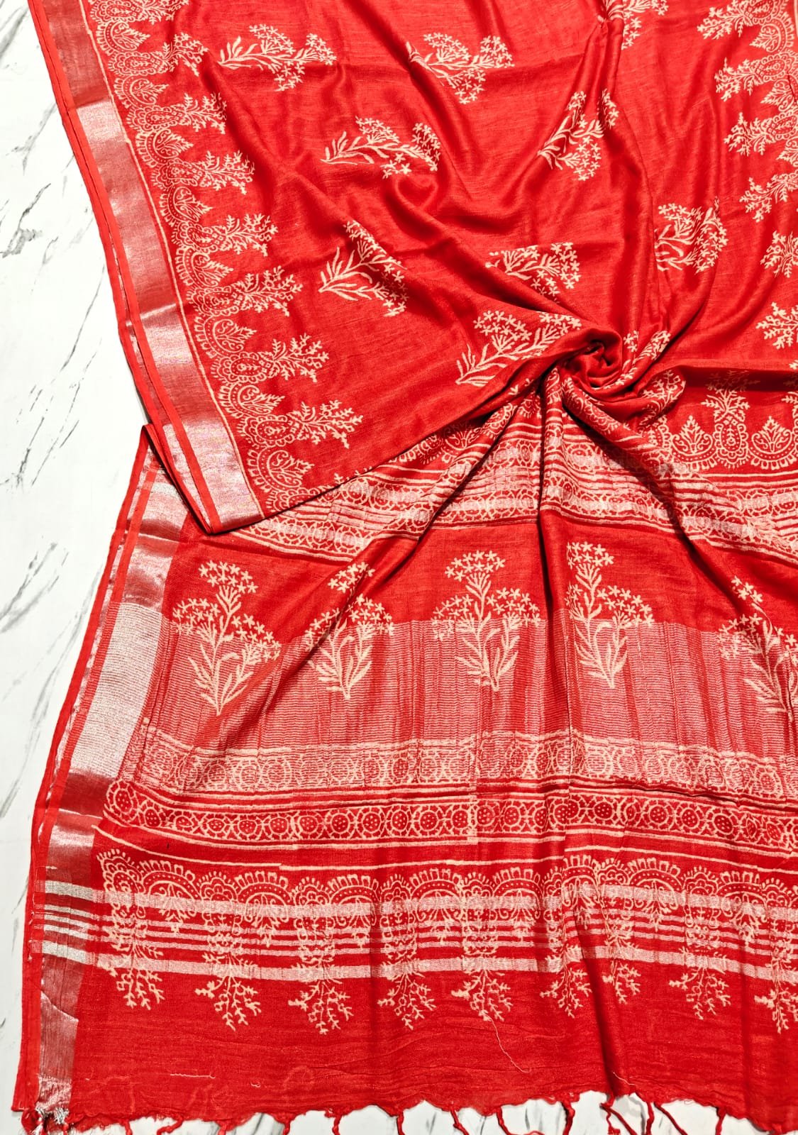 Cotton Linen Printed Saree