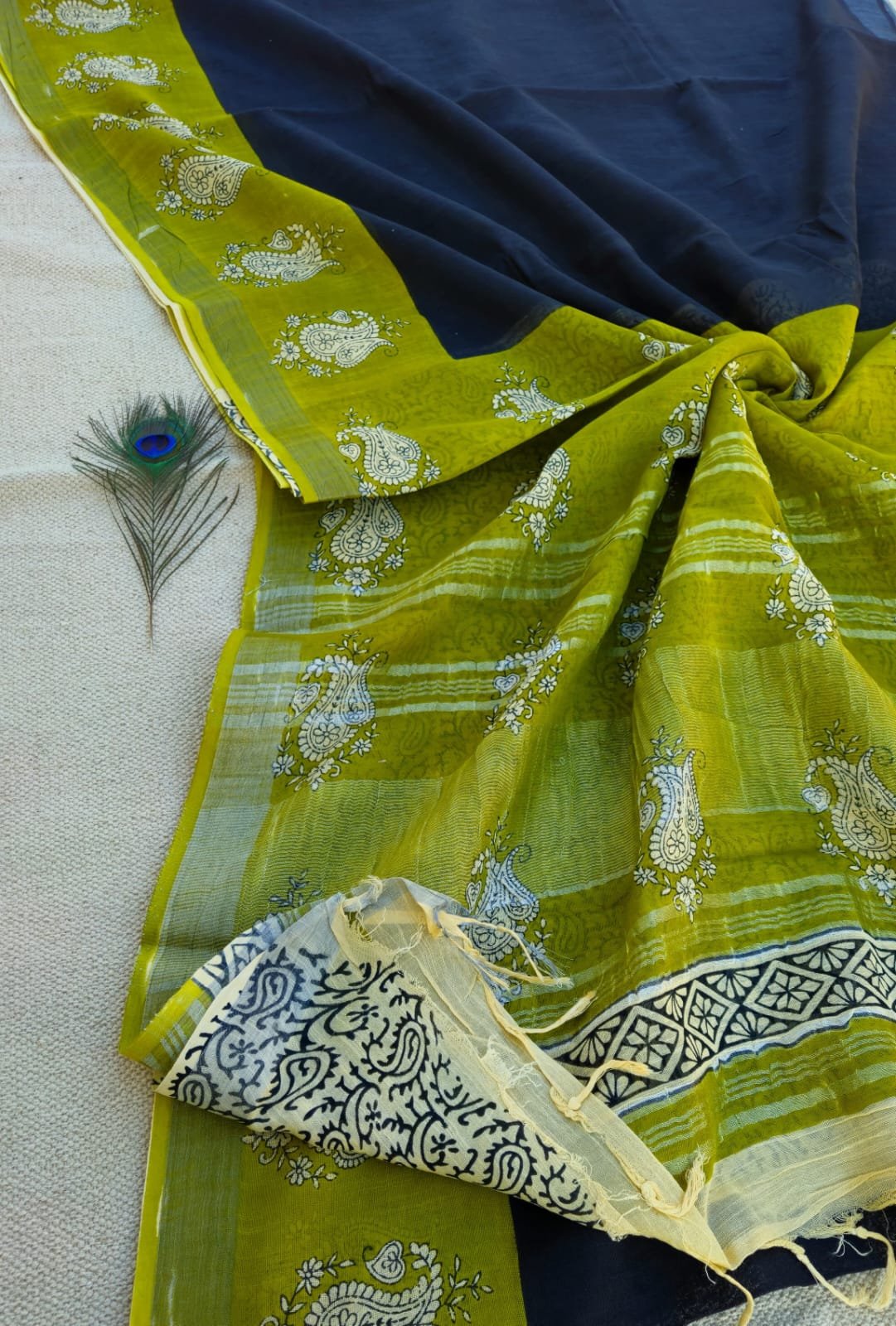 Cotton Linen Printed Saree