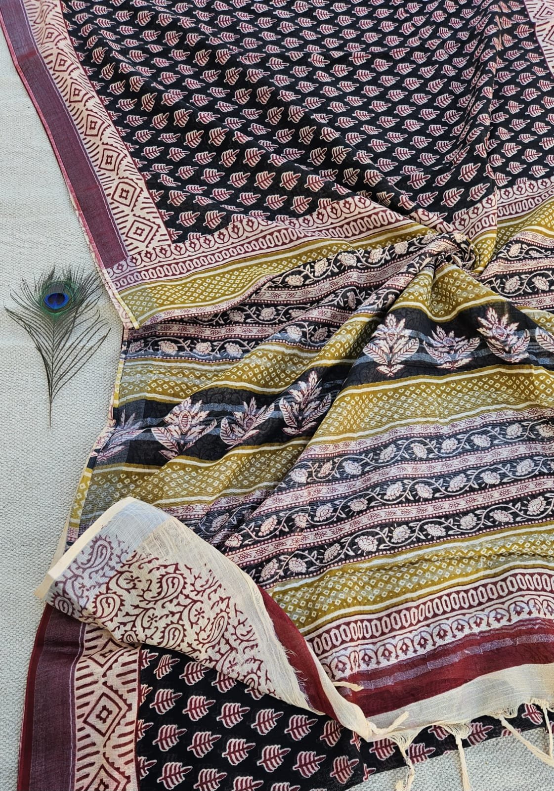 Cotton Linen Printed Saree